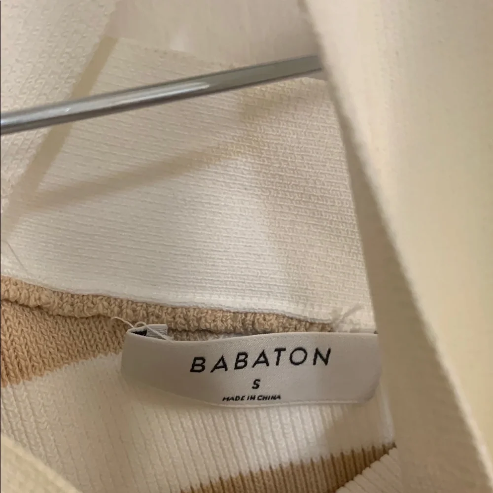 Babaton by Aritzia Cream and Tan Striped Dress in Sz S